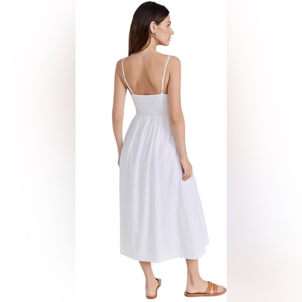 Madewell White Linen Tie-Front Midi  Dress Size 4 - Picture 3 of 6